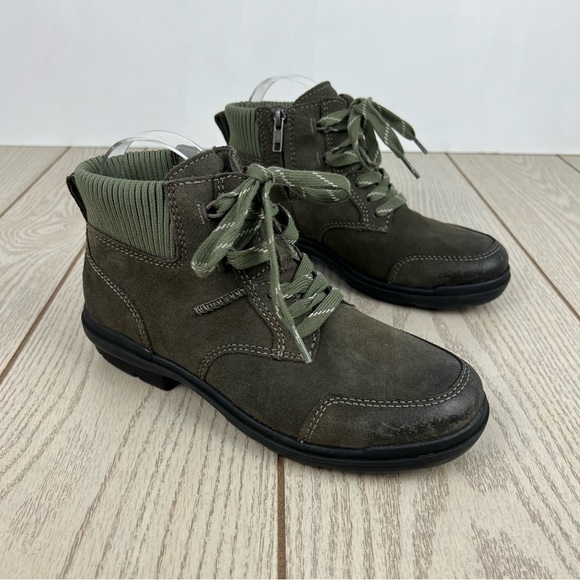 UGG Hapsburg Waterproof Suede Lace-up Ankle Booties US7 Green Slate $150 - Picture 1 of 9
